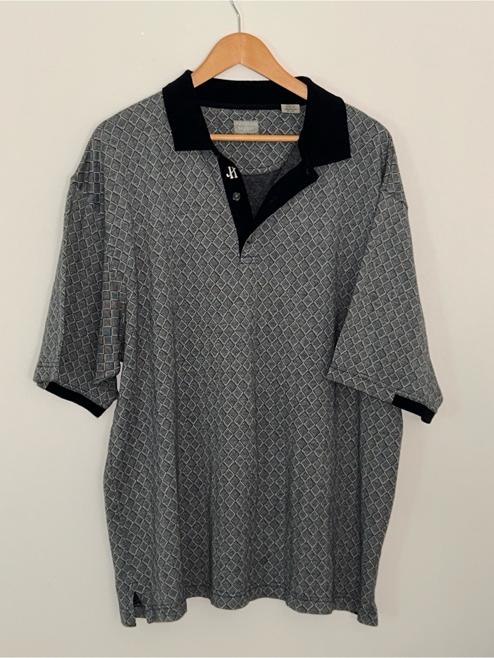Haggar Golf Geometric Polo with Blue Collar